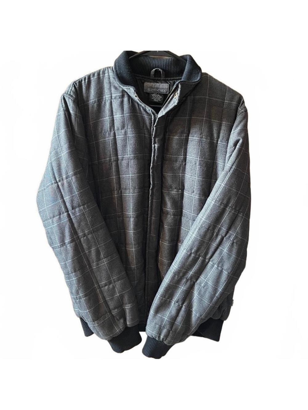 Ezekiel Gray Plaid Quilted Bomber Jacket Men’s Large Y2K Skate Streetwear RARE